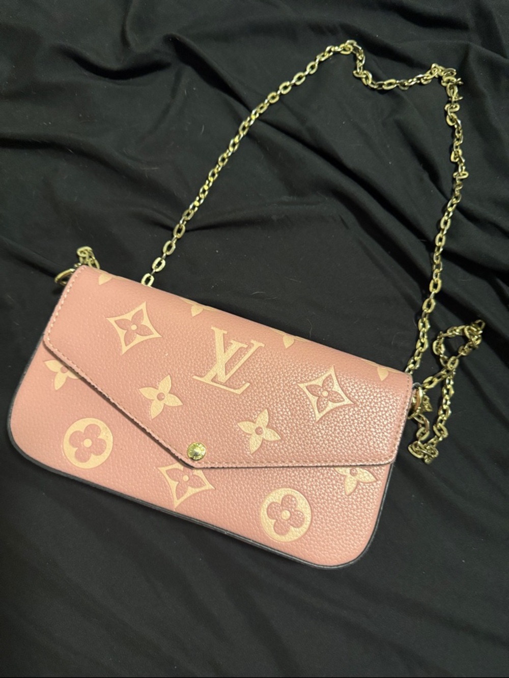 Louis Vuitton Blush Pink Monogram Chain Crossbody with Gold-Tone Hardware